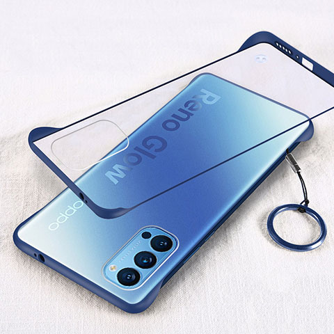 Carcasa Dura Cristal Plastico Funda Rigida Transparente H01 para Oppo Reno4 5G Azul