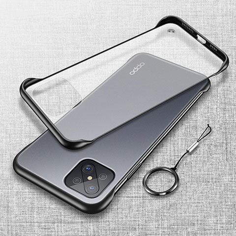 Carcasa Dura Cristal Plastico Funda Rigida Transparente H01 para Oppo Reno4 Z 5G Negro