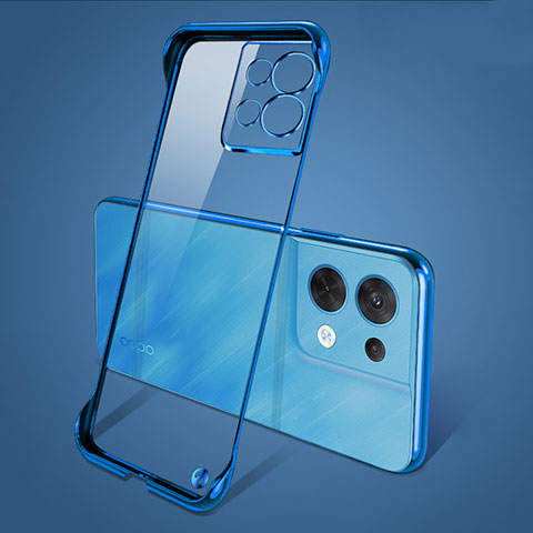 Carcasa Dura Cristal Plastico Funda Rigida Transparente H01 para Oppo Reno8 5G Azul