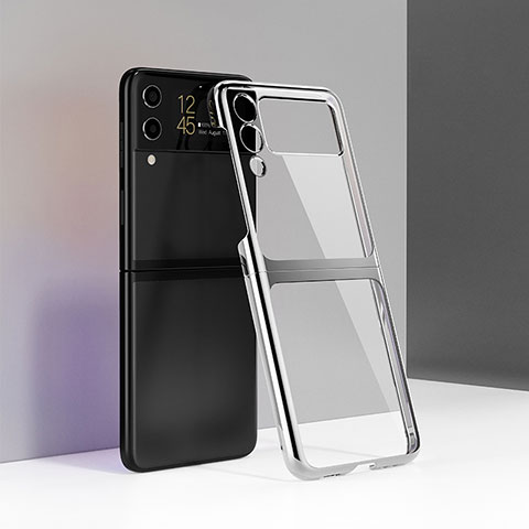 Carcasa Dura Cristal Plastico Funda Rigida Transparente H01 para Samsung Galaxy Z Flip3 5G Plata