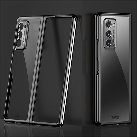 Carcasa Dura Cristal Plastico Funda Rigida Transparente H01 para Samsung Galaxy Z Fold2 5G Negro