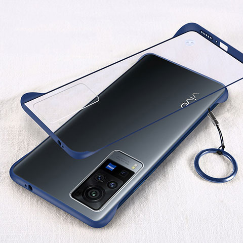 Carcasa Dura Cristal Plastico Funda Rigida Transparente H01 para Vivo X60 Pro 5G Azul