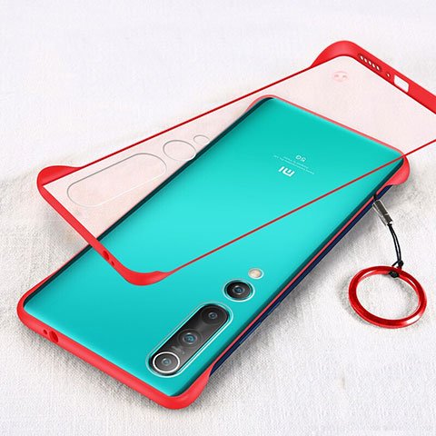 Carcasa Dura Cristal Plastico Funda Rigida Transparente H01 para Xiaomi Mi 10 Rojo
