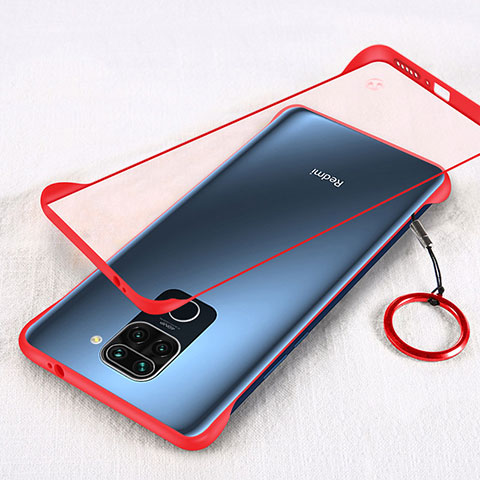 Carcasa Dura Cristal Plastico Funda Rigida Transparente H01 para Xiaomi Redmi Note 9 Rojo
