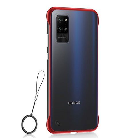 Carcasa Dura Cristal Plastico Funda Rigida Transparente H02 para Huawei Honor Play4 Pro 5G Rojo