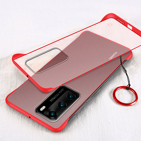 Carcasa Dura Cristal Plastico Funda Rigida Transparente H02 para Huawei P40 Rojo