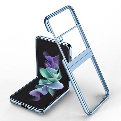 Carcasa Dura Cristal Plastico Funda Rigida Transparente H02 para Samsung Galaxy Z Flip4 5G Azul Cielo