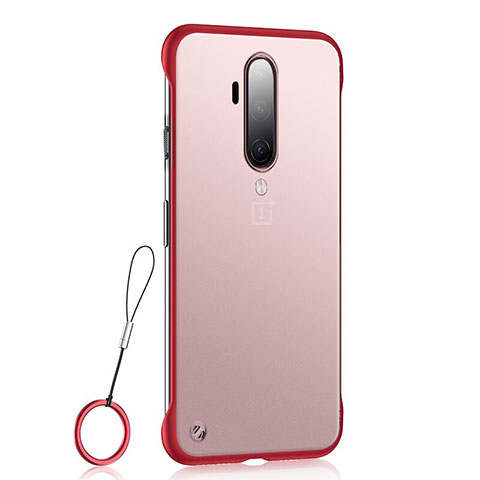 Carcasa Dura Cristal Plastico Funda Rigida Transparente H03 para OnePlus 7T Pro 5G Rojo