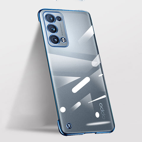 Carcasa Dura Cristal Plastico Funda Rigida Transparente H03 para Oppo Reno6 Pro 5G Azul