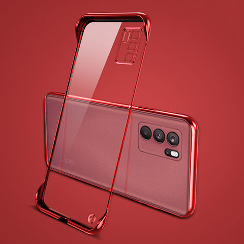 Carcasa Dura Cristal Plastico Funda Rigida Transparente H04 para Oppo Reno6 Pro 5G India Rojo