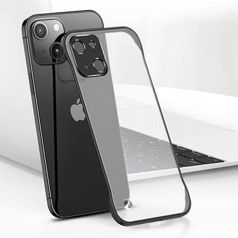 Carcasa Dura Cristal Plastico Funda Rigida Transparente H05 para Apple iPhone 15 Plus Negro