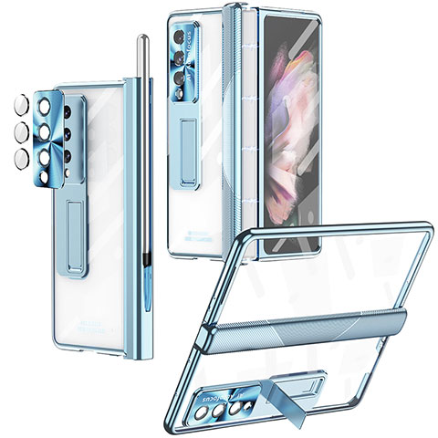 Carcasa Dura Cristal Plastico Funda Rigida Transparente H05 para Samsung Galaxy Z Fold4 5G Azul