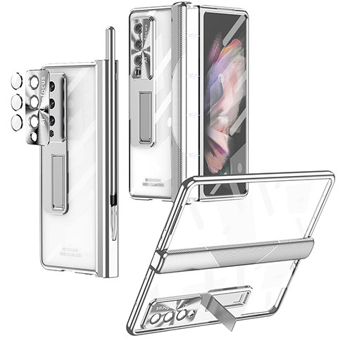 Carcasa Dura Cristal Plastico Funda Rigida Transparente H05 para Samsung Galaxy Z Fold4 5G Plata