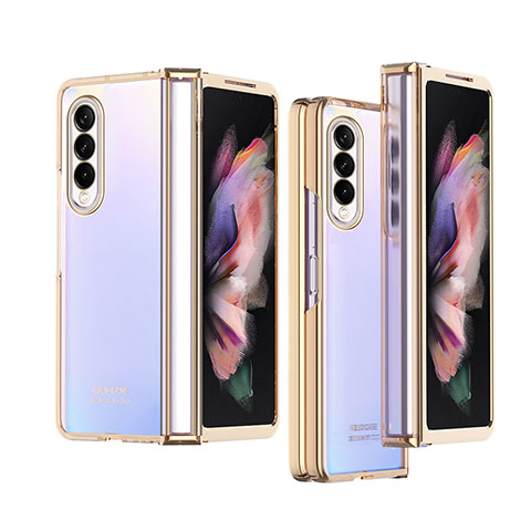 Carcasa Dura Cristal Plastico Funda Rigida Transparente H06 para Samsung Galaxy Z Fold3 5G Oro