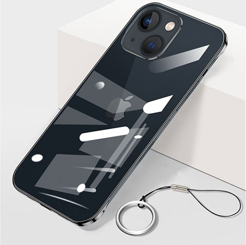 Carcasa Dura Cristal Plastico Funda Rigida Transparente H09 para Apple iPhone 13 Mini Negro