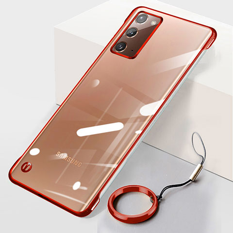 Carcasa Dura Cristal Plastico Funda Rigida Transparente JS1 para Samsung Galaxy Note 20 5G Rojo
