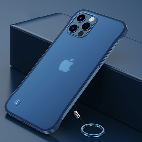 Carcasa Dura Cristal Plastico Funda Rigida Transparente N01 para Apple iPhone 12 Pro Max Azul