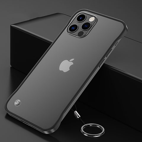 Carcasa Dura Cristal Plastico Funda Rigida Transparente N01 para Apple iPhone 12 Pro Negro