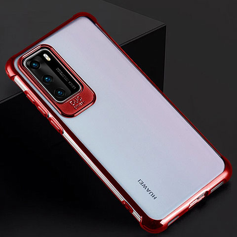 Carcasa Dura Cristal Plastico Funda Rigida Transparente N01 para Huawei P40 Rojo