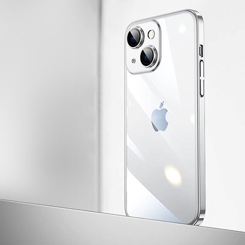 Carcasa Dura Cristal Plastico Funda Rigida Transparente QC2 para Apple iPhone 14 Plus Plata