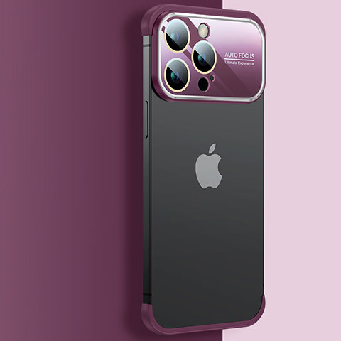 Carcasa Dura Cristal Plastico Funda Rigida Transparente QC4 para Apple iPhone 13 Pro Max Rojo Rosa