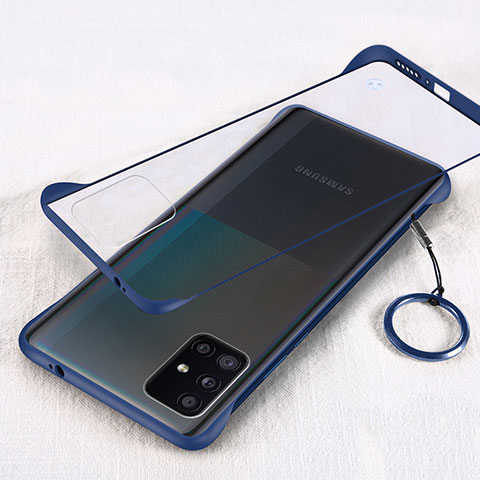 Carcasa Dura Cristal Plastico Funda Rigida Transparente S01 para Samsung Galaxy A51 5G Azul