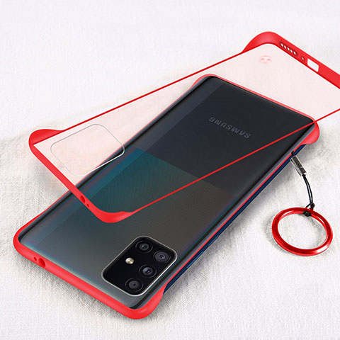 Carcasa Dura Cristal Plastico Funda Rigida Transparente S01 para Samsung Galaxy A51 5G Rojo