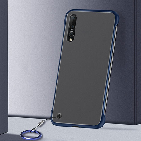 Carcasa Dura Cristal Plastico Funda Rigida Transparente S01 para Samsung Galaxy A70 Azul