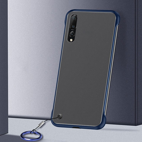 Carcasa Dura Cristal Plastico Funda Rigida Transparente S01 para Samsung Galaxy A70S Azul