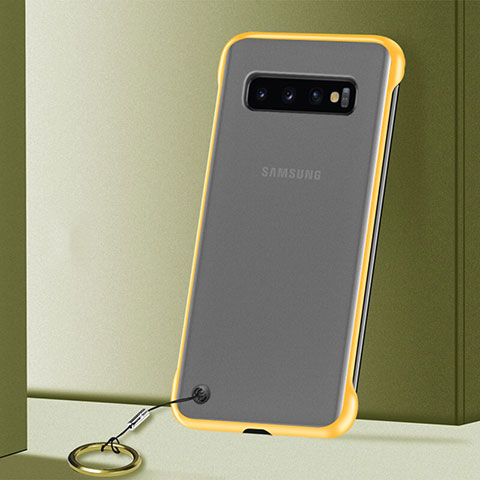 Carcasa Dura Cristal Plastico Funda Rigida Transparente S01 para Samsung Galaxy S10 5G Amarillo