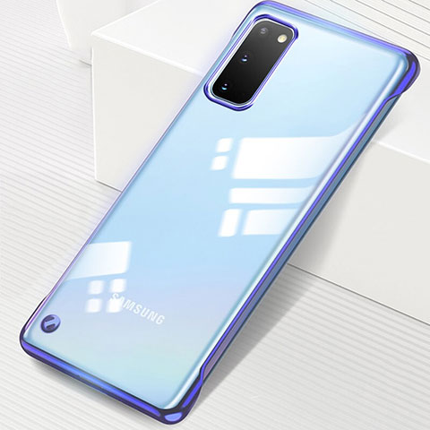 Carcasa Dura Cristal Plastico Funda Rigida Transparente S01 para Samsung Galaxy S20 5G Azul