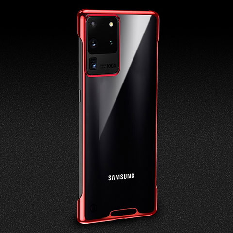 Carcasa Dura Cristal Plastico Funda Rigida Transparente S01 para Samsung Galaxy S20 Ultra 5G Rojo