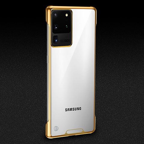 Carcasa Dura Cristal Plastico Funda Rigida Transparente S01 para Samsung Galaxy S20 Ultra Oro