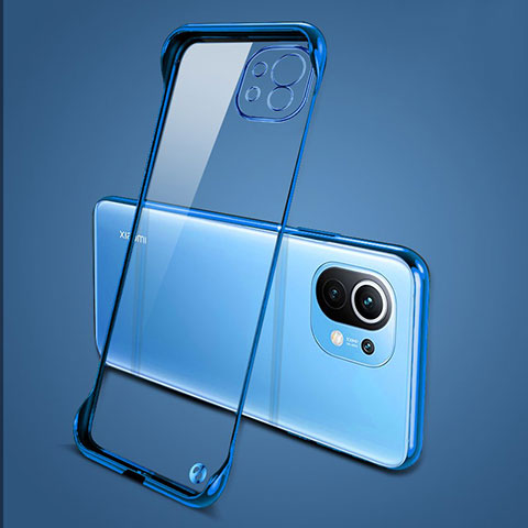 Carcasa Dura Cristal Plastico Funda Rigida Transparente S01 para Xiaomi Mi 11 Lite 5G Azul