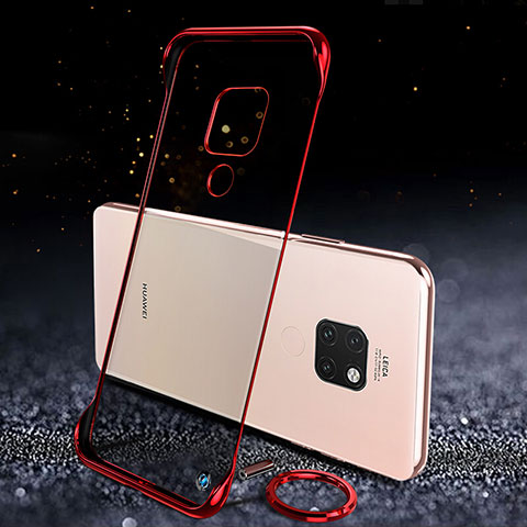 Carcasa Dura Cristal Plastico Funda Rigida Transparente S02 para Huawei Mate 20 Rojo