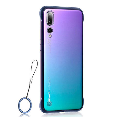 Carcasa Dura Cristal Plastico Funda Rigida Transparente S02 para Huawei P20 Pro Azul