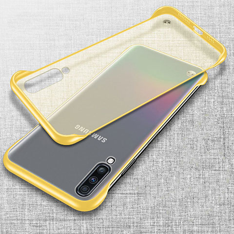 Carcasa Dura Cristal Plastico Funda Rigida Transparente S02 para Samsung Galaxy A70 Amarillo
