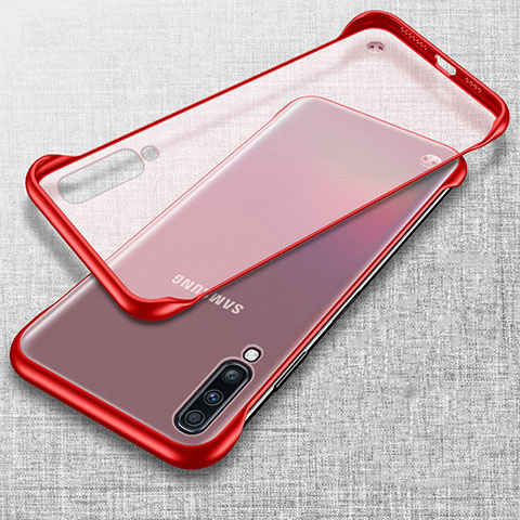 Carcasa Dura Cristal Plastico Funda Rigida Transparente S02 para Samsung Galaxy A90 5G Rojo