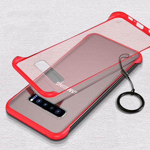 Carcasa Dura Cristal Plastico Funda Rigida Transparente S02 para Samsung Galaxy S10 5G Rojo