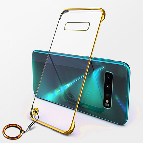 Carcasa Dura Cristal Plastico Funda Rigida Transparente S02 para Samsung Galaxy S10 Plus Oro