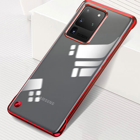Carcasa Dura Cristal Plastico Funda Rigida Transparente S02 para Samsung Galaxy S20 Ultra Rojo