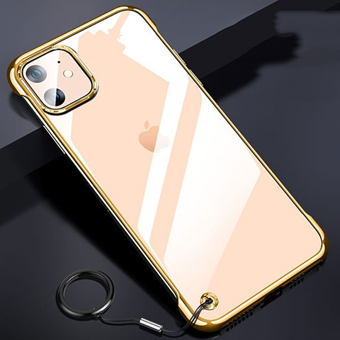 Carcasa Dura Cristal Plastico Funda Rigida Transparente S03 para Apple iPhone 11 Oro