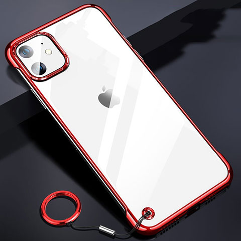 Carcasa Dura Cristal Plastico Funda Rigida Transparente S03 para Apple iPhone 11 Rojo