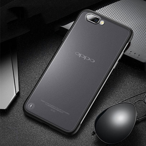 Carcasa Dura Cristal Plastico Funda Rigida Transparente S03 para Oppo K1 Negro