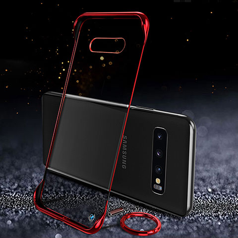 Carcasa Dura Cristal Plastico Funda Rigida Transparente S03 para Samsung Galaxy S10 5G Rojo