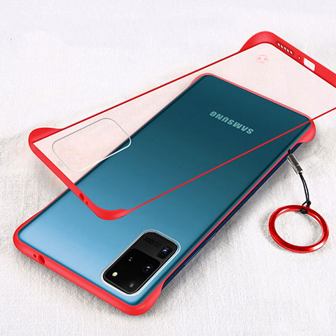 Carcasa Dura Cristal Plastico Funda Rigida Transparente S03 para Samsung Galaxy S20 Ultra Rojo