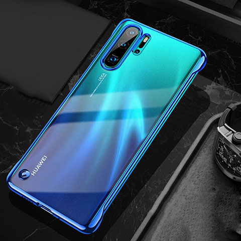 Carcasa Dura Cristal Plastico Funda Rigida Transparente S04 para Huawei P30 Pro Azul