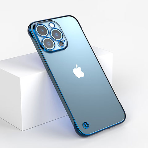 Carcasa Dura Cristal Plastico Funda Rigida Transparente WT1 para Apple iPhone 13 Pro Max Azul