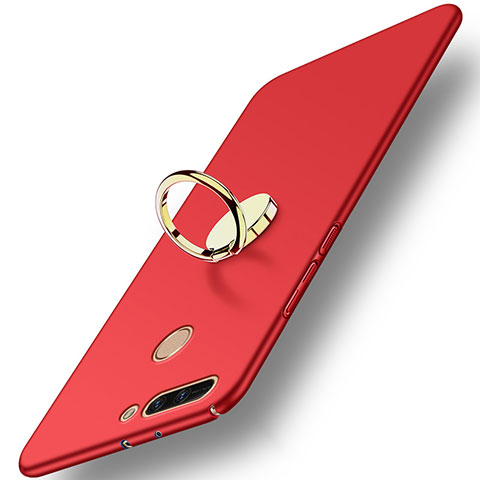 Carcasa Dura Plastico Rigida Mate con Anillo de dedo Soporte A02 para Huawei Honor 8 Pro Rojo