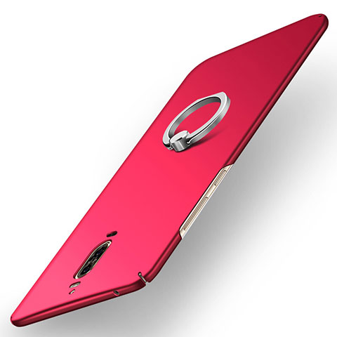 Carcasa Dura Plastico Rigida Mate con Anillo de dedo Soporte A02 para Huawei Mate 9 Pro Rojo